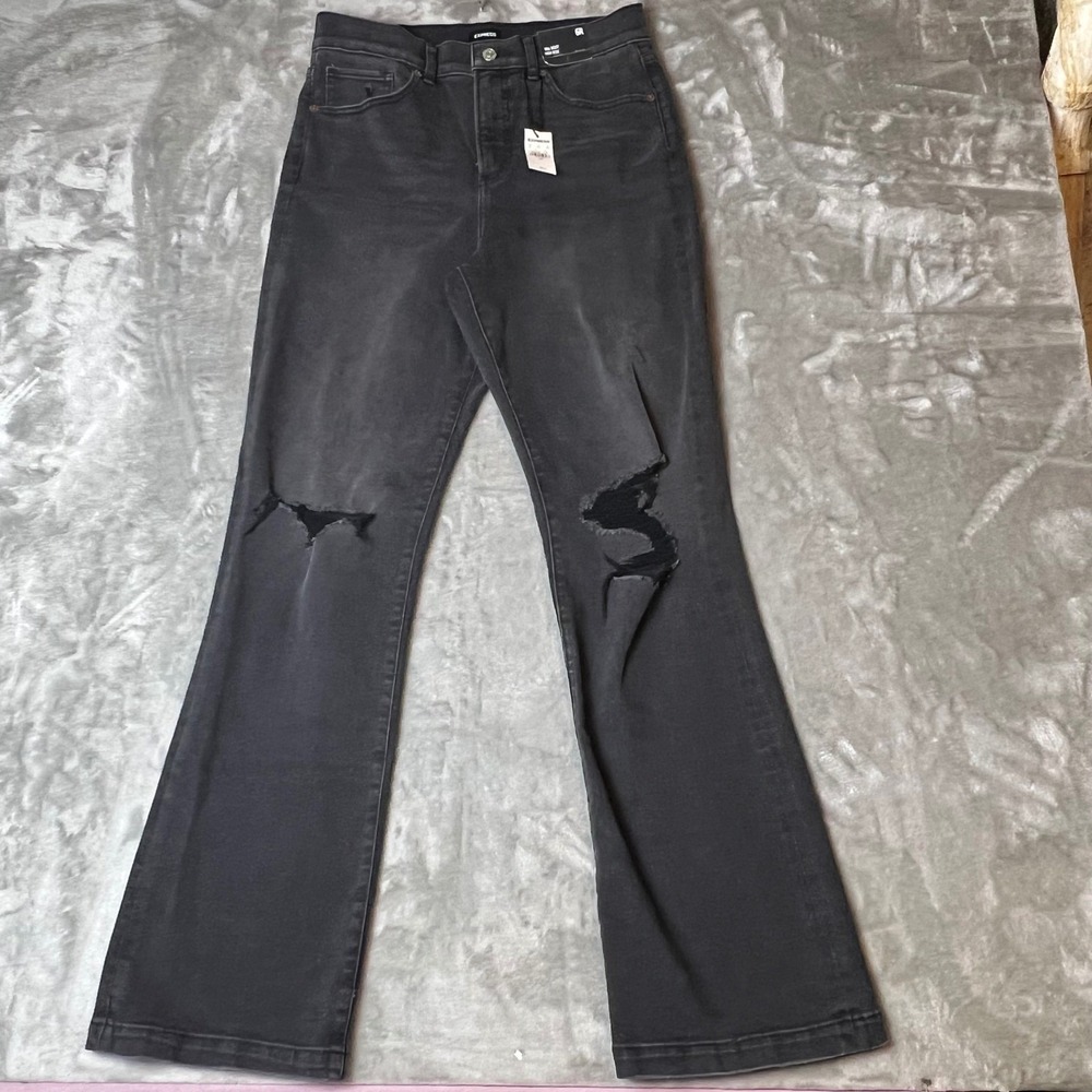 Express Jeans‎ 90s Boot High Rise Distressed Black Flare Size 6R New with tags